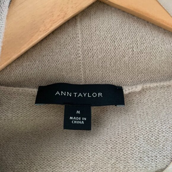 Ann Taylor Shawl Neck Sweater Dress Tan M - Picture 6 of 6